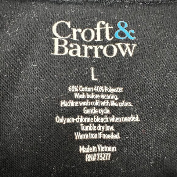 Croft & Barrow Men's Crew Neck Short Sleeved T-Shirt Size L Black - Picture 3 of 3